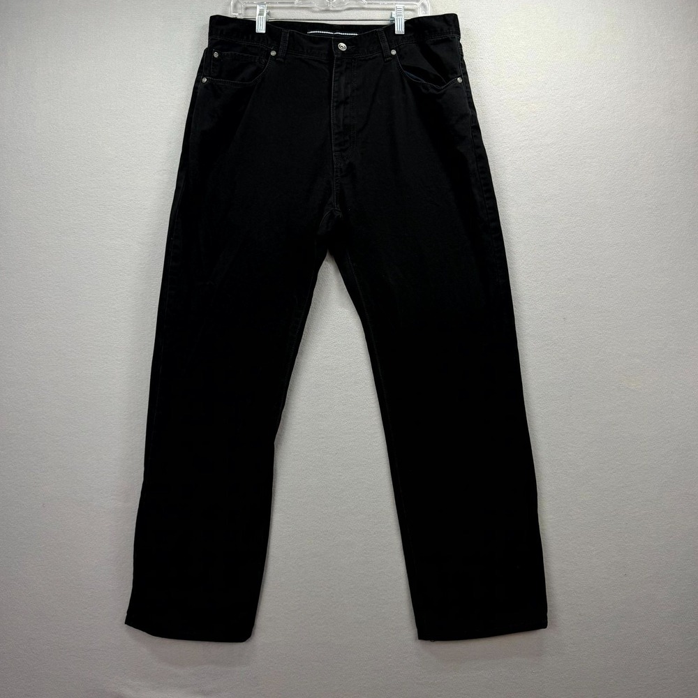 Nautica Jeans Mens 36x31 Black Chino Pants Casual Mid-Rise Relaxed Straight Leg